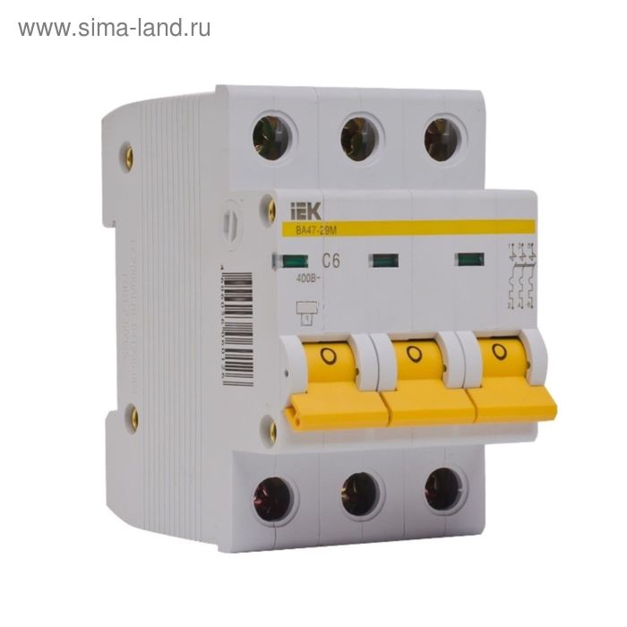 Выключатель автоматический IEK ВА47-29, 3п, 63 А,  4.5кА, хар-ка С - Фото 1