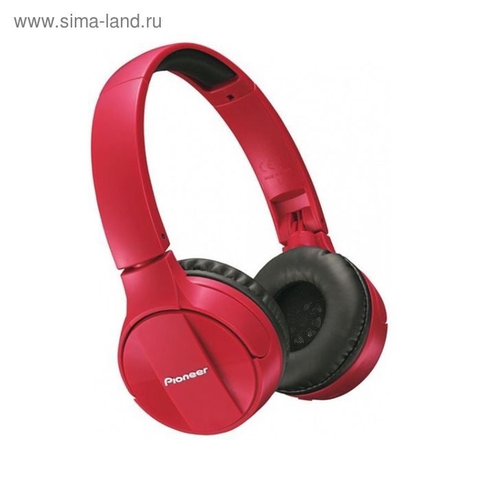 Гарнитура Pioneer SE-MJ553BT-R, Bluetooth, мониторная, оголовье, красная - Фото 1