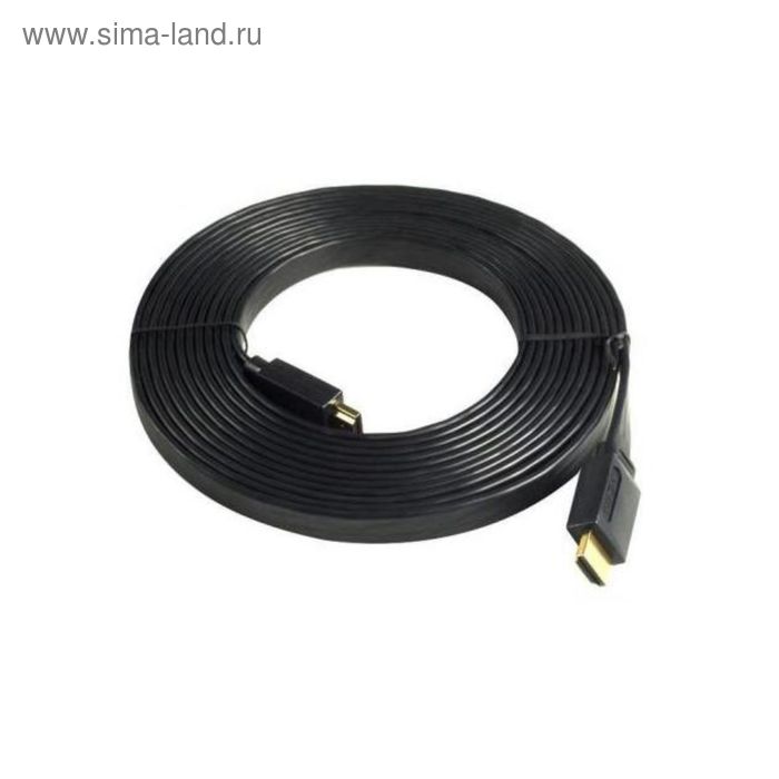Кабель HDMI Ningbo 19M/19M, 1.8 м, ver 1.4, плоский, позолоченные контакты Blister box - Фото 1