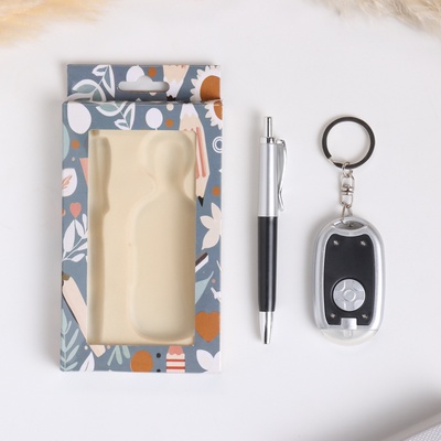 Набор подарочный, 2 предмета: ручка, фонарик, черный