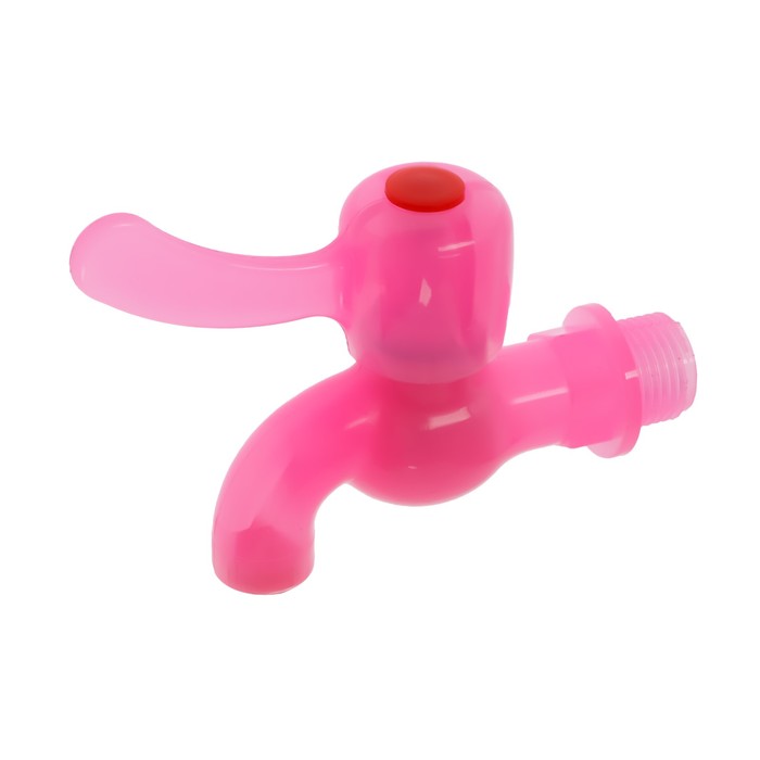 Кран водоразборный ZEIN, с плоской ручкой, PP, с шаровым механизмом, розовый - Фото 1