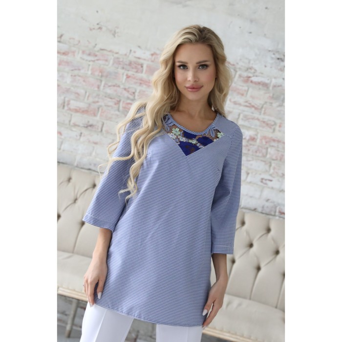 Блуза женская, размер 48, цвет синий