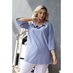 Блуза женская, размер 56, цвет синий