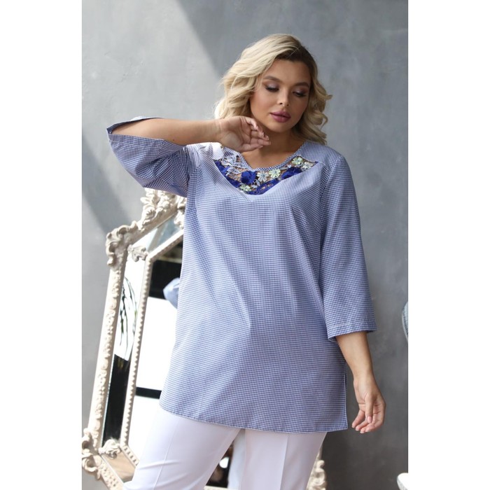 Блуза женская, размер 56, цвет синий