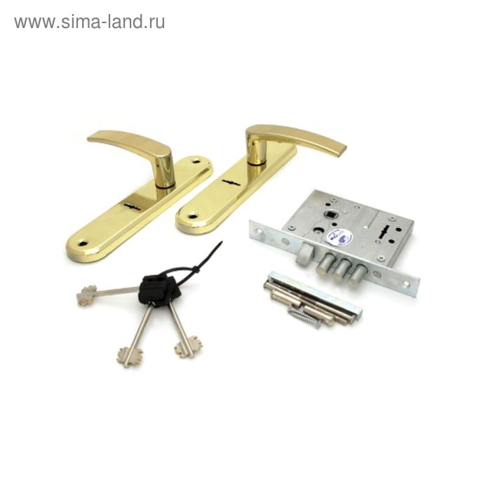 Замок врезной BORDER ЗВ 9-6/13, с ручкой, латунь - Фото 1