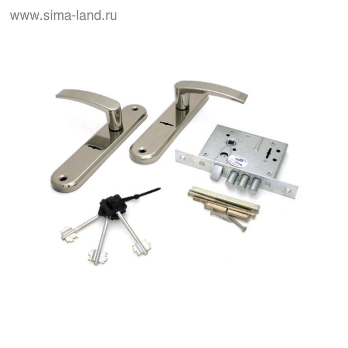 Замок врезной BORDER ЗВ 9-6/13, с ручкой, черный жемчуг - Фото 1