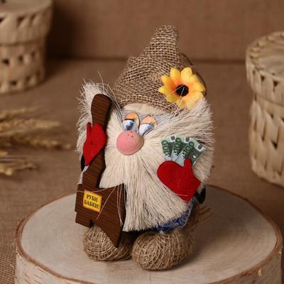 Фигурка-оберег «Домовой. Василек в льняном колпаке, с топором», 23×15×8 см, МИКС