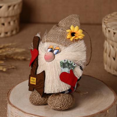 Фигурка - оберег «Домовой. Василек в льняном колпаке, с топором», 23×15×8 см, МИКС