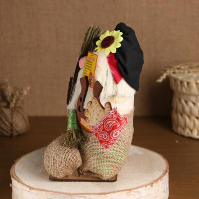 Фигурка - оберег «Домовой. Кузя в кепке, с метлой и подковой», 23×25×13 см, МИКС