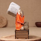 Оберег-домовой "Славуся в меховой шапке, на сундуке с  шашлыком", 38х24х18 см, микс - фото 25310595