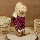 Оберег-домовой "Дед  в соломенной шляпе, на подставке с гуслями и подковой", 30 см - Фото 5