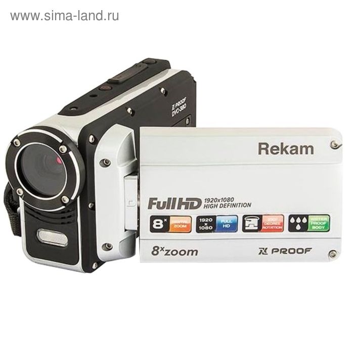 Видеокамера Rekam DVC-380, IS el 2.7", 1080 p, SD+MMC Flash/Flash, серебристая - Фото 1