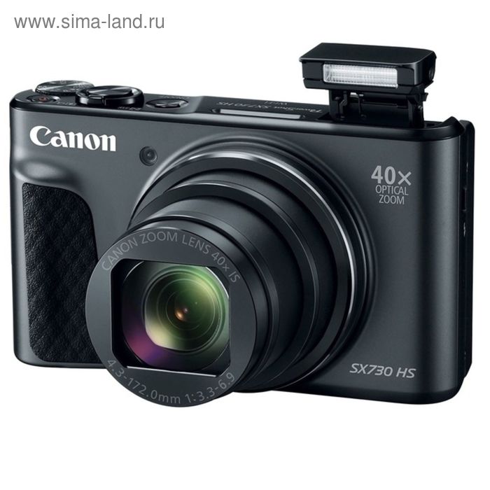 Фотоаппарат Canon PowerShot SX730HS, 21.1 Mpix, Zoom40x 3", 1080 p, HDMI, WiFi, черный - Фото 1