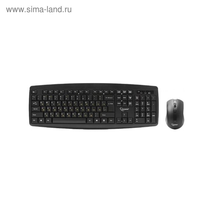 Комплект клавиатура и мышь Gembird KBS-8000, беспроводной, мембранный, 1600 dpi,USB,черный - Фото 1