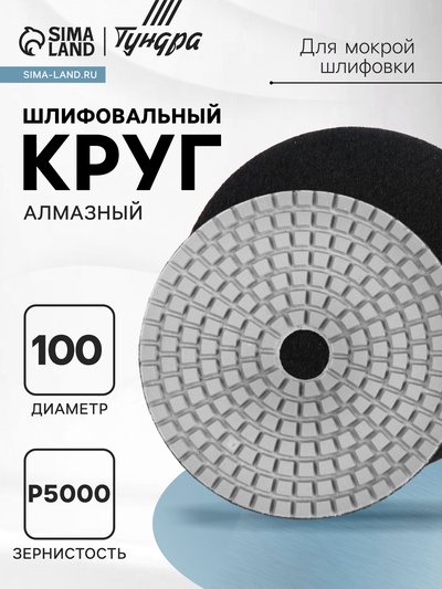 Алмазный гибкий шлифовальный круг ТУНДРА «Черепашка», для мокрой шлифовки, 100 мм, № 5000