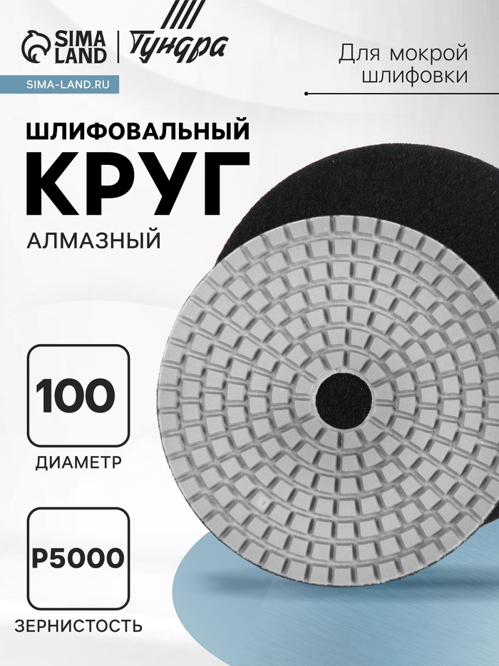 Алмазный гибкий шлифовальный круг ТУНДРА «Черепашка», для мокрой шлифовки, 100 мм, № 5000 - Фото 1