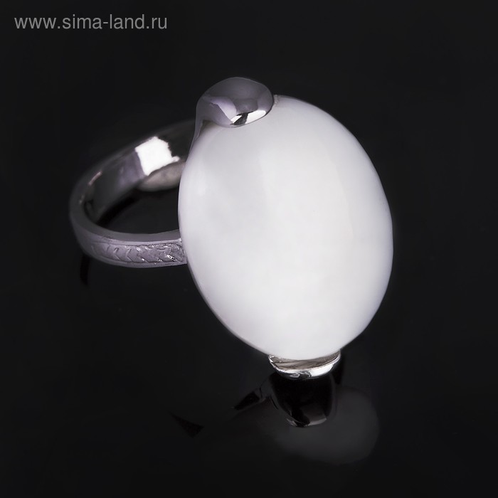 Кольцо бижар "Агния" перламутр, размер 17, цвет белый в серебрении с родированием - Фото 1