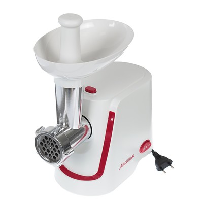 Мясорубка электрическая «АКСИНЬЯ» КС-2000, 2000 Вт, реверс, 4 насадки, бело-красная