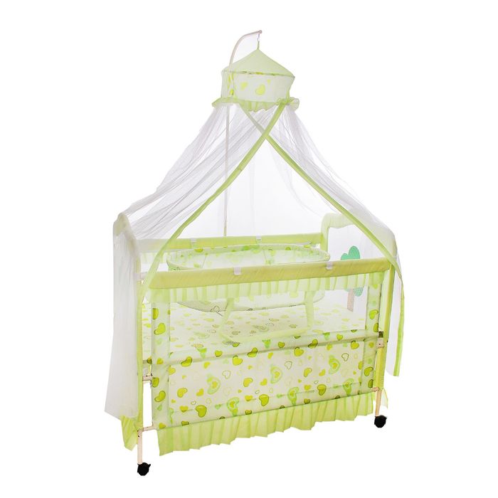 Детская металлическая кроватка с люлькой «Комфорт», цвет зелёный - Фото 1