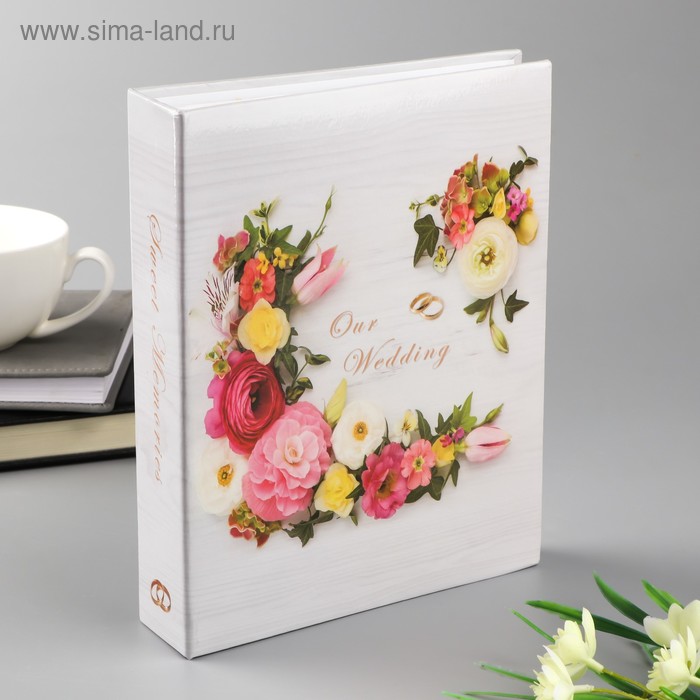 Фотоальбом на 200 фото 10х15 см "Наша свадьба. Пионы" 23х18х5,5 см - Фото 1
