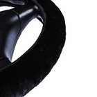 Оплетка на руль меховая, суперпушистая, мультиразмер 32-38 см, черный - Фото 3