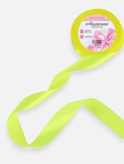 Лента атласная, 25 мм, 23±1 м, неоновая, жёлтая №58 - Фото 2