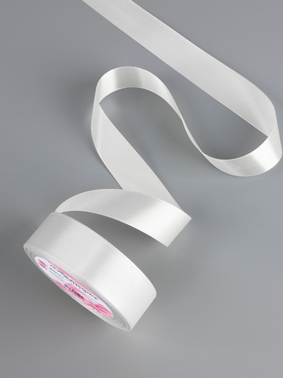 Лента атласная, 25 мм × 23 ±1 м, белая №01