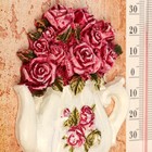 Крючки декоративные дерево с часами "Чайничек с розами" доска 29,3х12х2,9 см - Фото 3