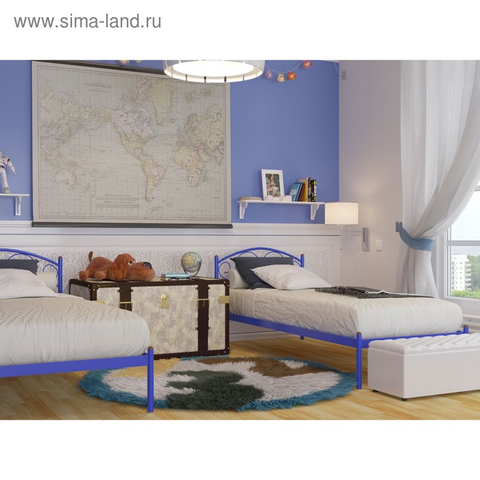 Кровать «Вероника Мини», 800×2000 мм, металл, цвет синий - Фото 1