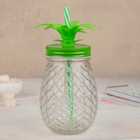 Банка «Ананас», 450 мл, с крышкой и трубочкой, цвет МИКС - Фото 1