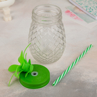 Банка «Ананас», 450 мл, с крышкой и трубочкой, цвет МИКС - Фото 2