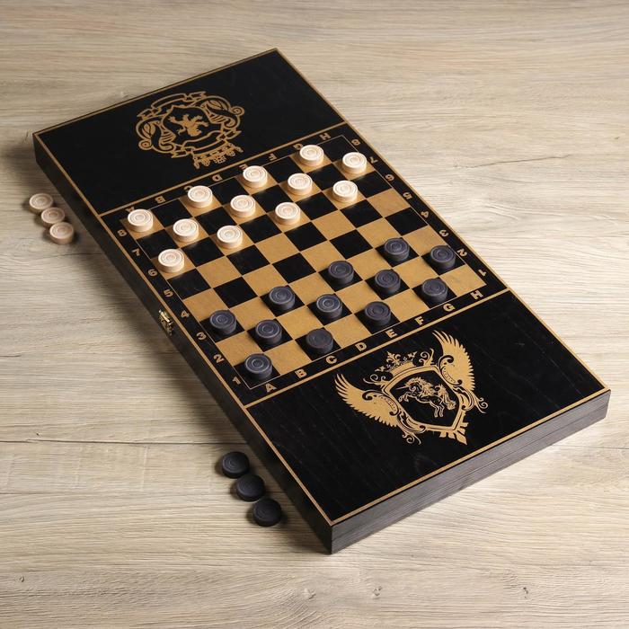 Настольная игра 2 в 1 "Рыцари в золоте": нарды, шашки (доска дерево 60х60 см)