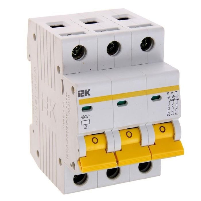 Выключатель автоматический IEK, трехполюсный, C 80 А, ВА 47-100, 10кА, MVA40-3-080-C
