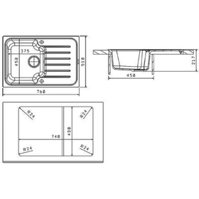 

Мойка кухонная из камня Florentina «Таис 760», 760х510 мм, цвет антрацит