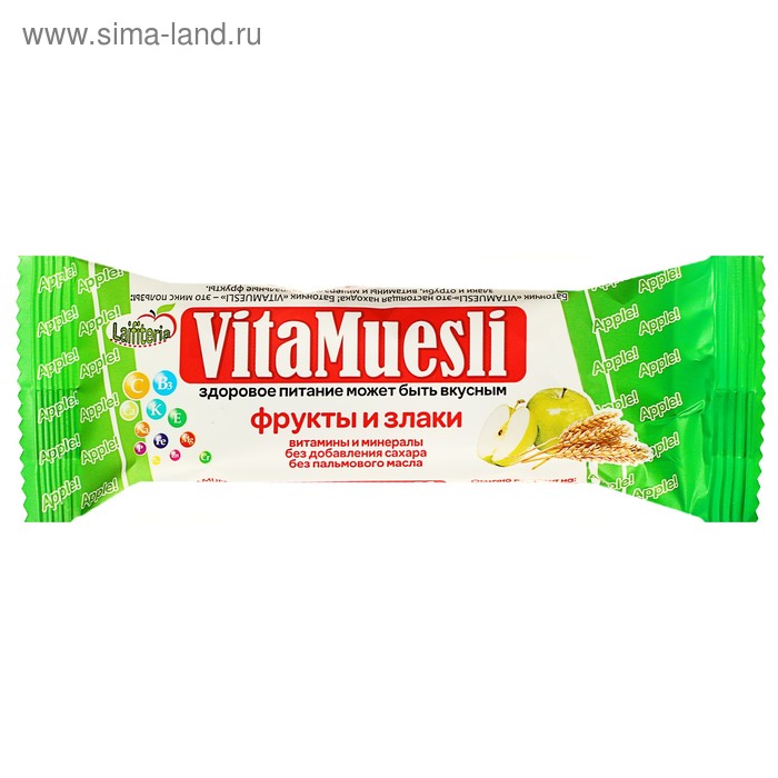 Батончик "VitaMuesli" злаковый  с яблоком, 30 г. - Фото 1