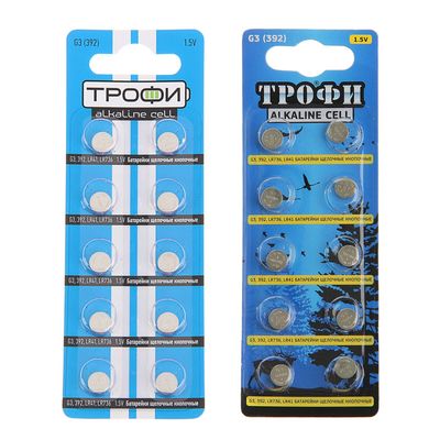 Батарейка алкалиновая "Трофи" Alkaline Cell, G3 (392, LR736, LR41)-10BL, 1.5В, блистер,10 шт.