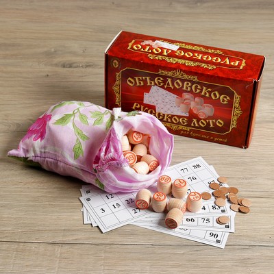 Русское лото деревянное, игра настольная, «Для взрослых и детей», 24 карточки, с бочонками
