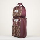Чемодан малый 20" с сумкой, отдел на молнии, наружный карман, с расширением, цвет коричневый - фото 8685804