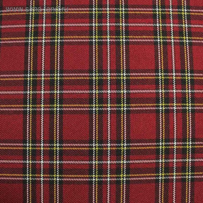 Ткань костюмная, шотландка, ширина 150 см, бордовый - Фото 1