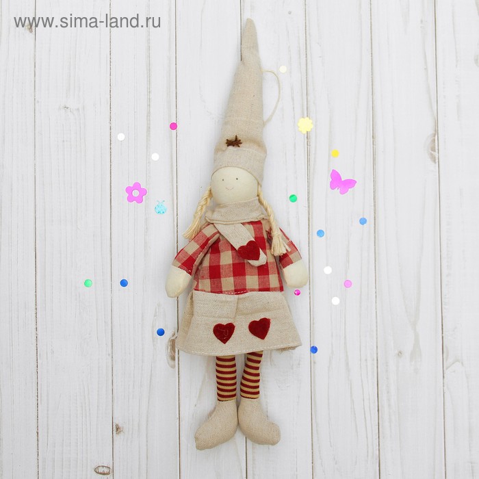 Мягкая игрушка-подвеска кукла "Человечек" в колпаке и в шарфике, цвета МИКС - Фото 1