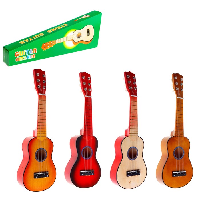 Игрушка музыкальная «Гитара» 52 см, 6 струн, медиатор, цвета МИКС - фото 1896489417