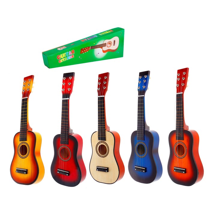 Музыкальная игрушка «Гитара», 58 см, 6 струн, медиатор, цвета МИКС - Фото 1