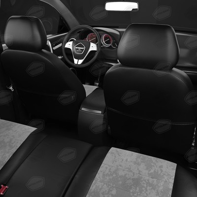 Авточехлы для Hyundai Santafe 3 с 2012-2018 г., джип, алькантара, экокожа, цвет серый, чёрный