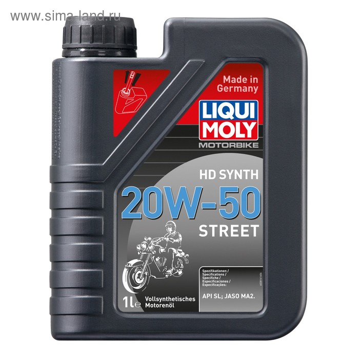 Моторное масло для 4-тактных мотоциклов LiquiMoly Motorbike HD Synth Street 20W-50 SL синтетическое, 1 л (3816) - Фото 1