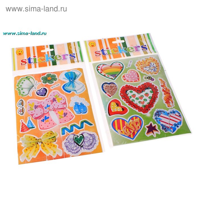 наклейка пластик блеск жучки/бабочки/сердечки/бантики 24*14 см - Фото 1