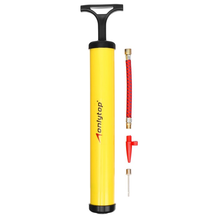 Насос для мячей ONLYTOP, 28 см, 2 насадки + шнур, цвет МИКС - Фото 1