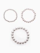 Браслеты жемчуг «Трио», d=7 см, шар № 4.6.8, набор 3 шт. белый - Фото 2