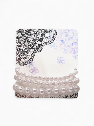 Браслет жемчуг «Трио» шар № 4.5,6, набор, белый, d=7 см