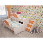 Кровать двухъярусная выкатная Матрешка 800х1600 с лестницей Оранж/млечный дуб - фото 121697958