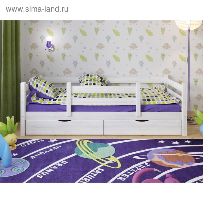 Детская кровать Сонечка с ящиками, с защитой Белый 800х1900 Без текстиля - Фото 1